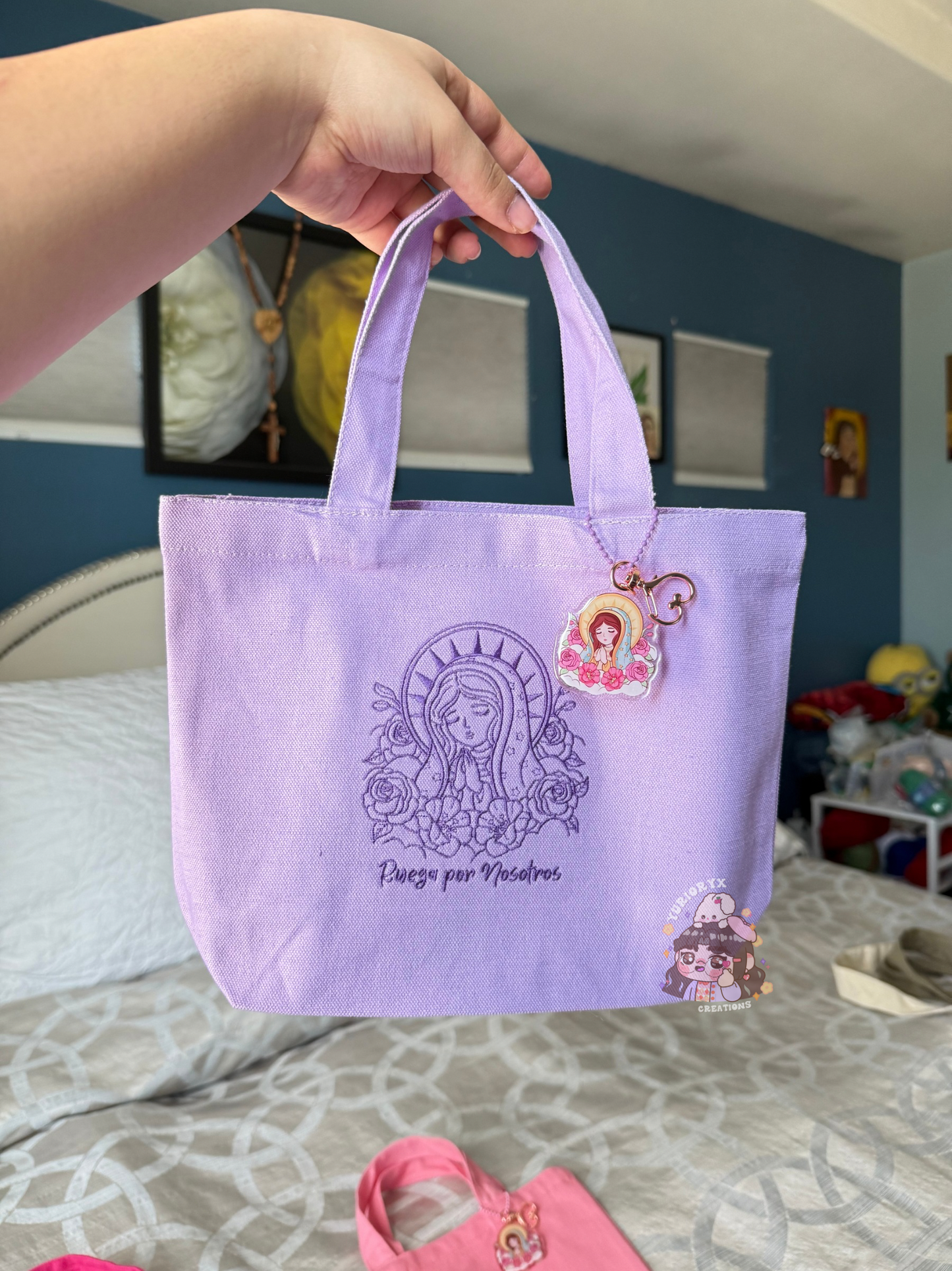 Ruega por Nosotros Mini Canvas Tote Bag w/ Keychain β€οΈβπ₯ *pre-order*