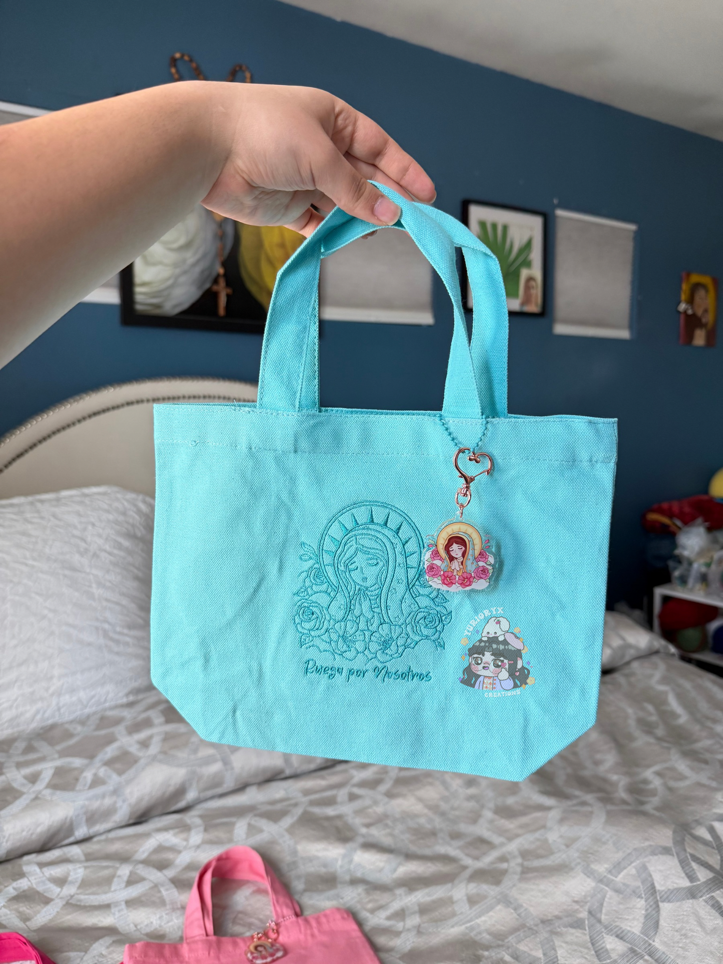 Ruega por Nosotros Mini Canvas Tote Bag w/ Keychain β€οΈβπ₯ *pre-order*