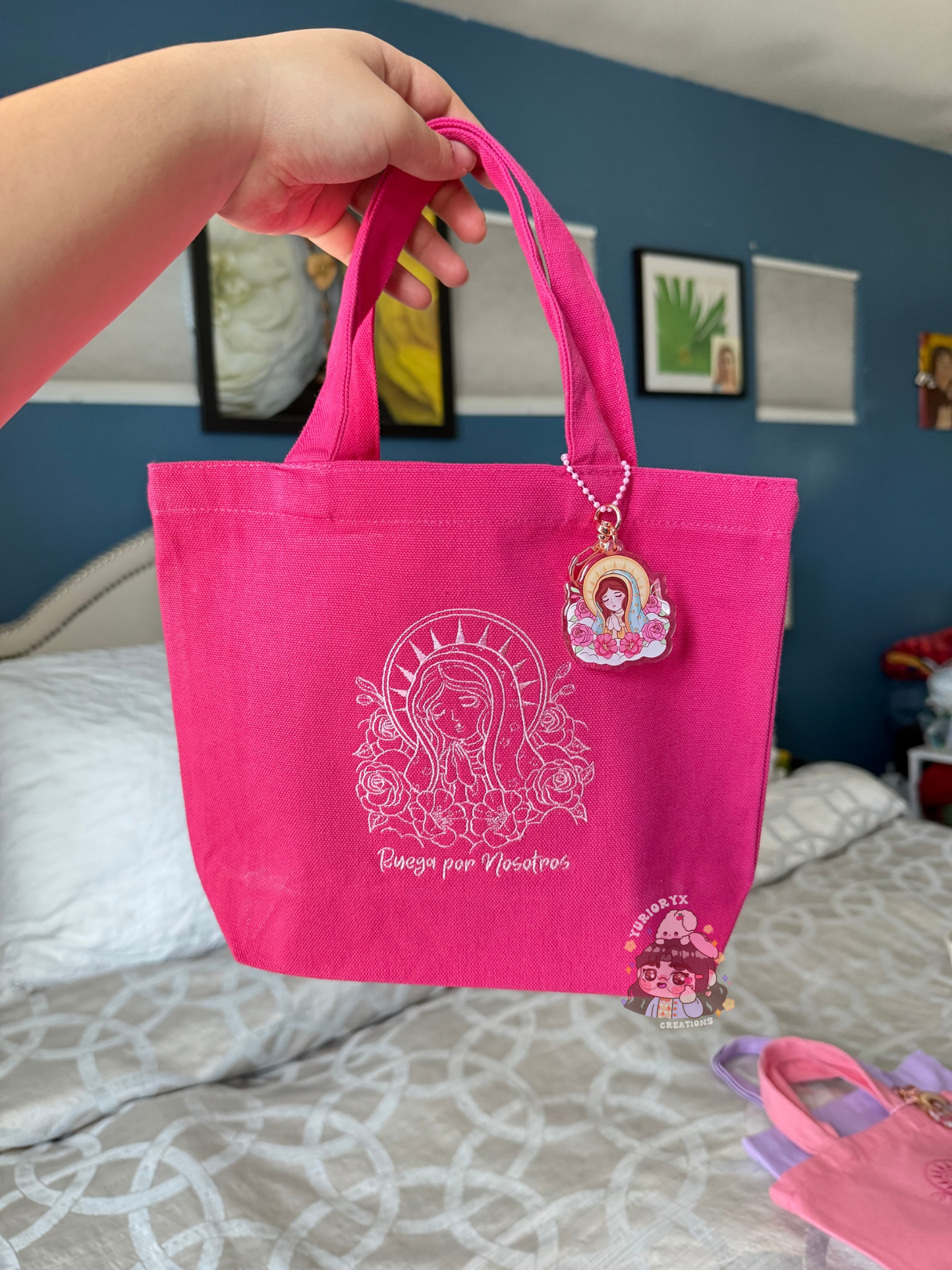 Ruega por Nosotros Mini Canvas Tote Bag w/ Keychain β€οΈβπ₯ *pre-order*