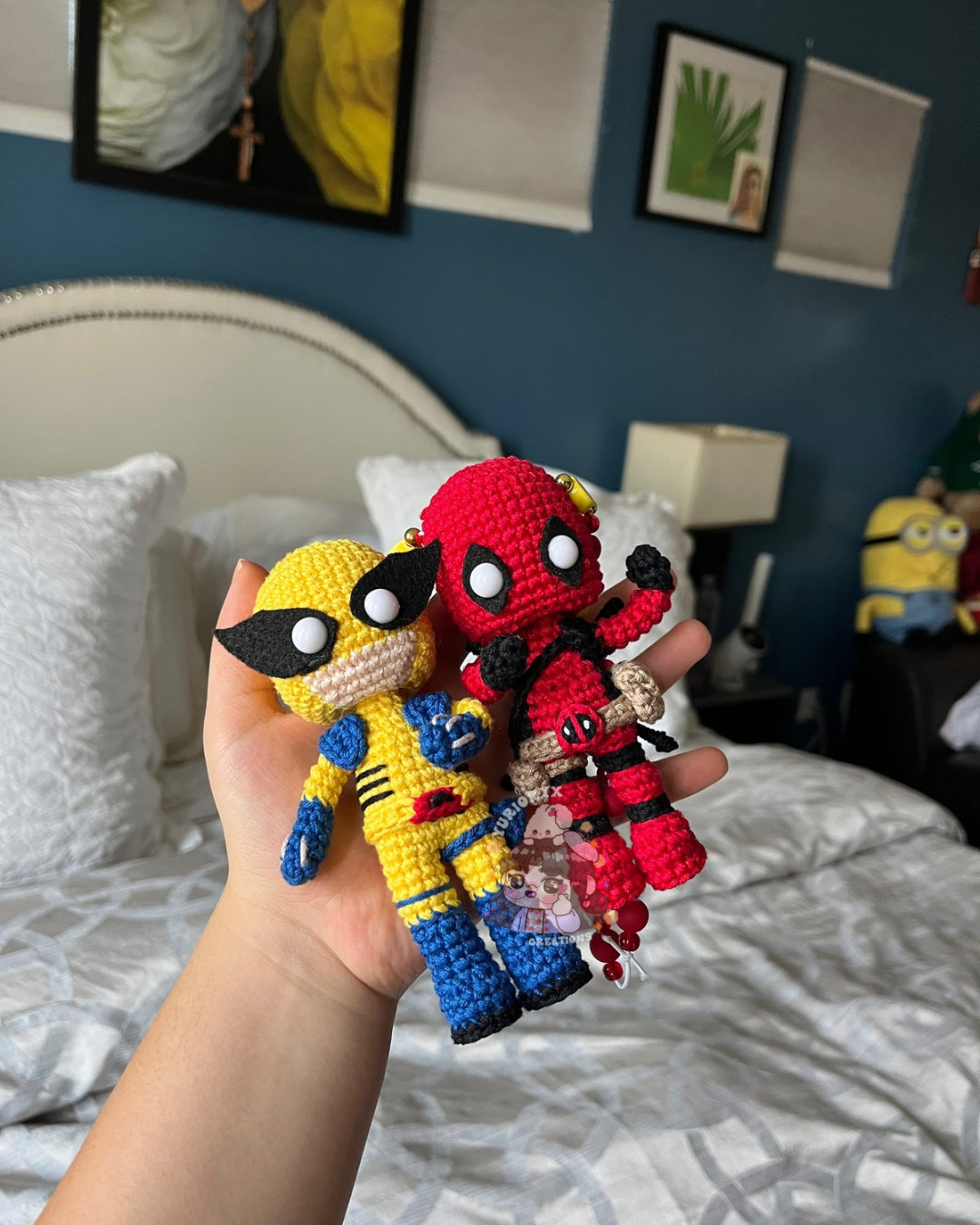 Deadpool & Wolverine crochet car hangers 💛❤️