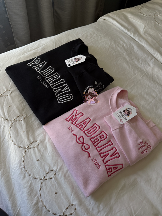 Madrina x Padrino embroidered sweaters only 🕊️ *pre-order*