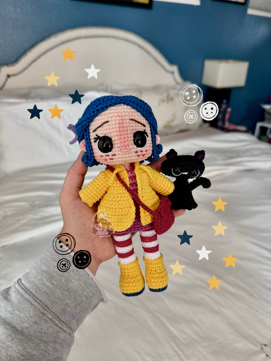 Crochet Coraline + Cat 🗝️🐈‍⬛
