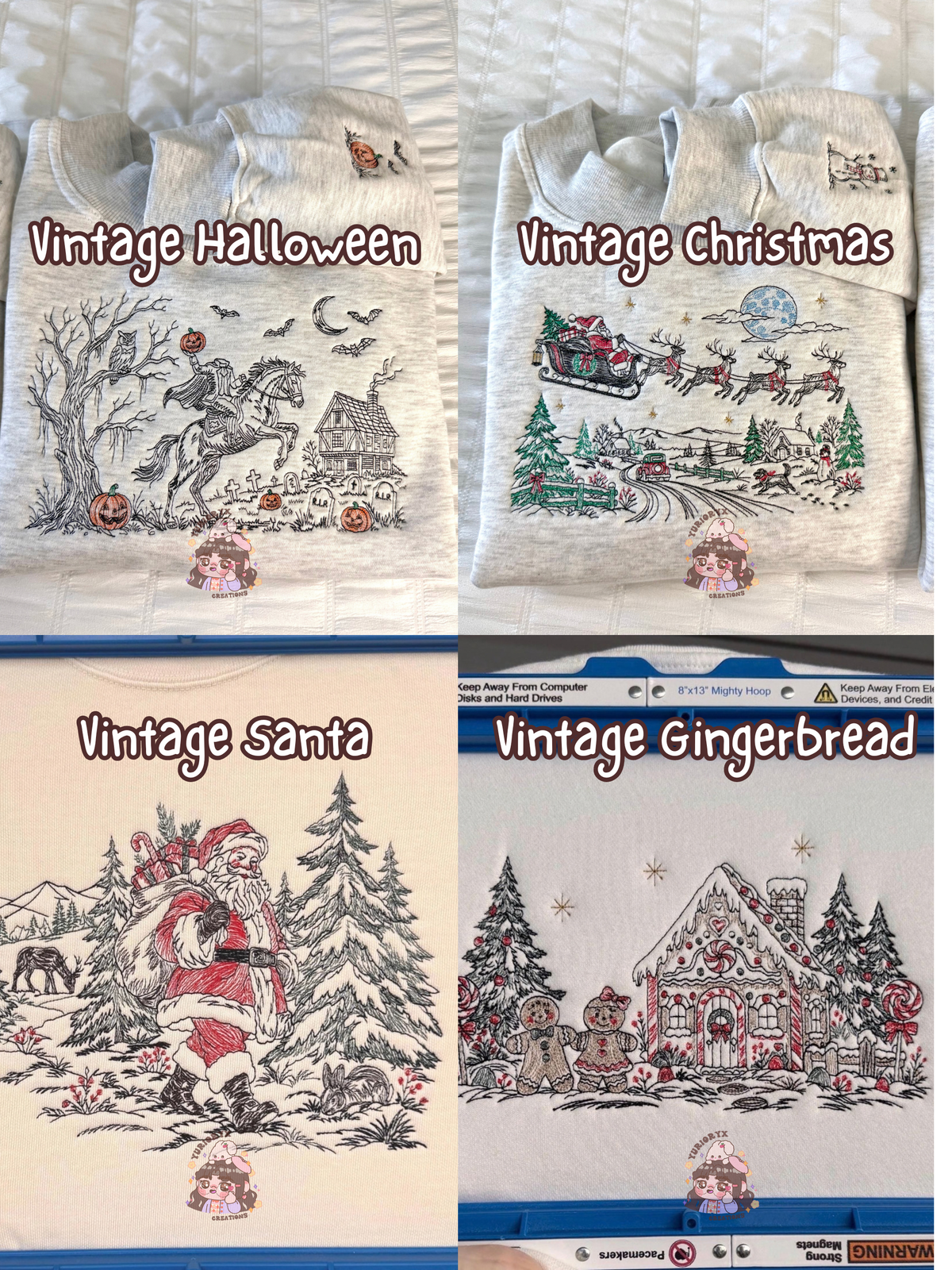 Vintage Halloween/Christmas embroidered mockneck sweaters 🎃🎄 *pre-order*