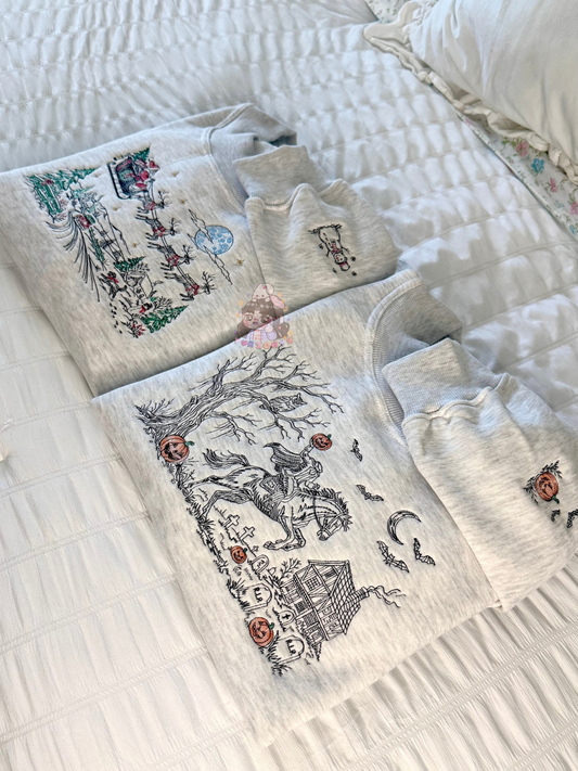 Vintage Halloween/Christmas embroidered mockneck sweaters 🎃🎄 *pre-order*