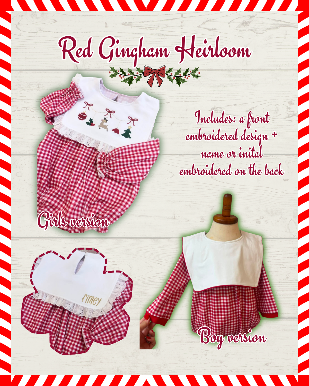 Christmas Baby Heirloom Apparel 🎄 *Pre-order* (Est. shipped late Nov)