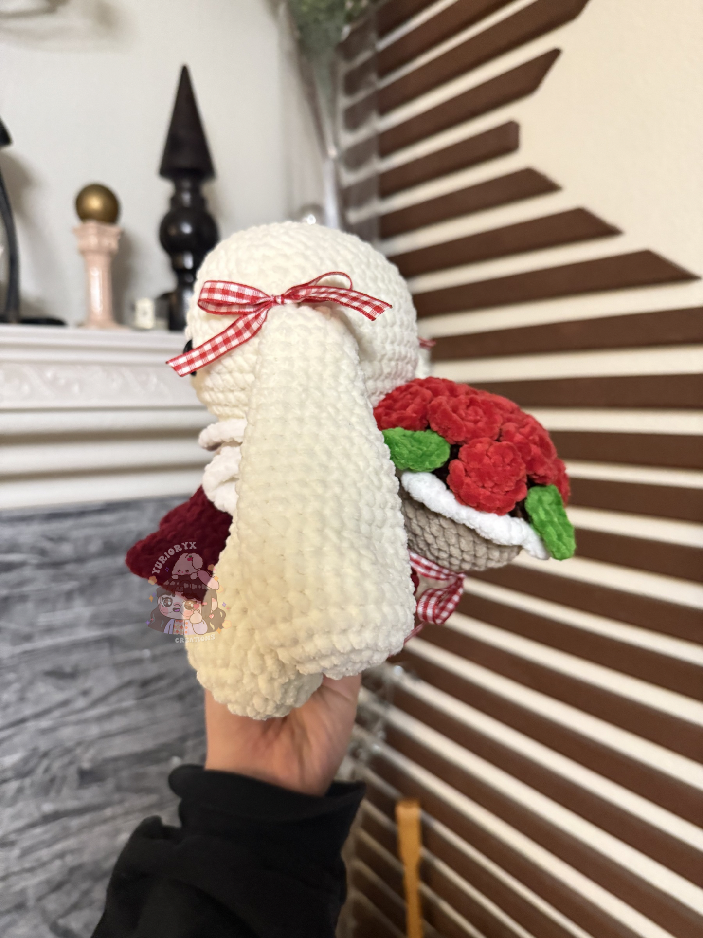 Crochet Bunny w/ rose bouquet 🌹