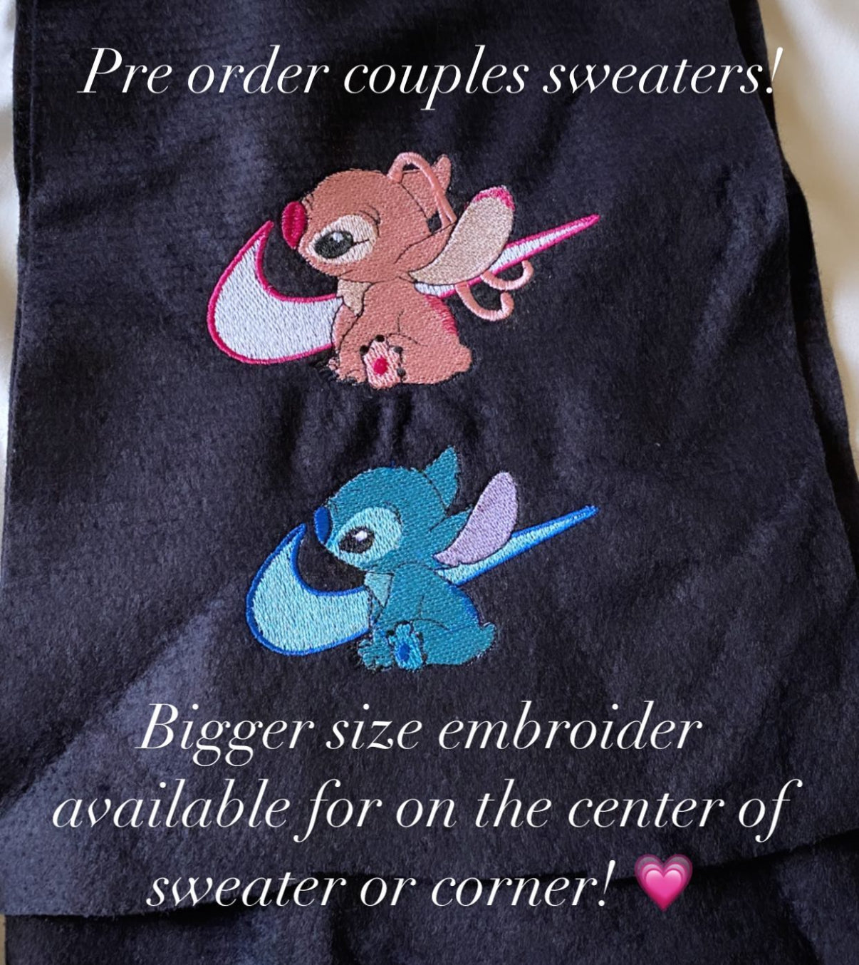 Blue & Pink Alien Duo embroidered sweaters 💙 *pre-order*