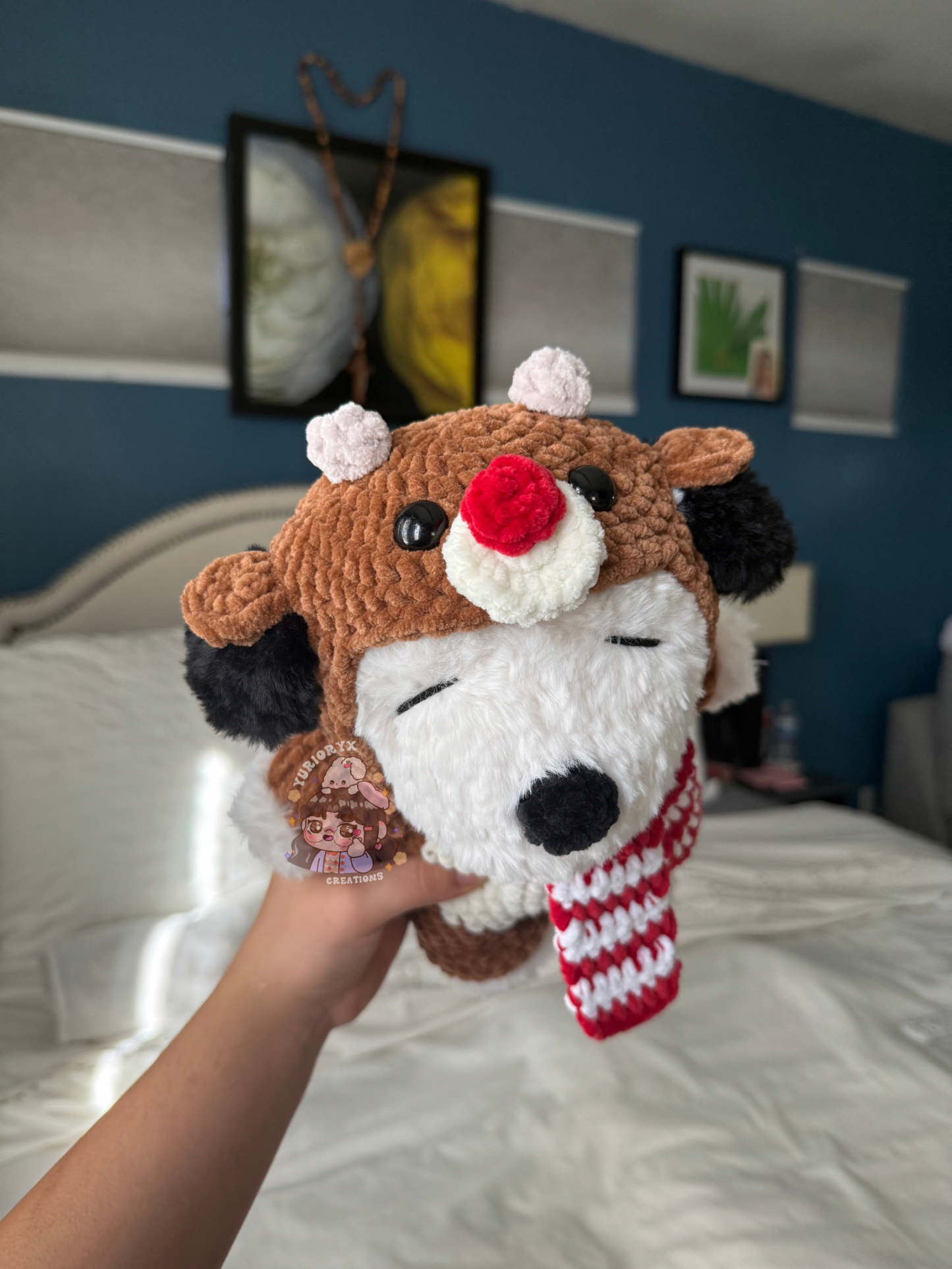 Crochet Fluffy Reindeer Snoop ❤️ (onesie removable)