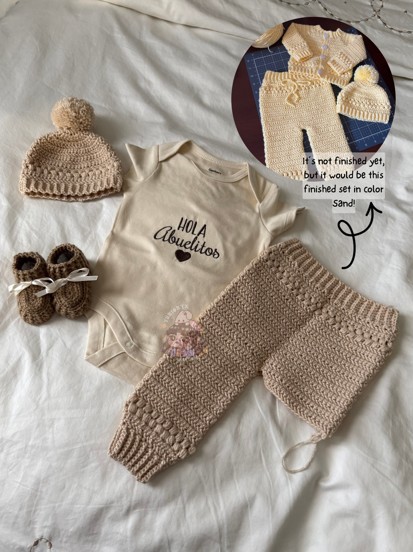 Newborn Baby Crochet Set + Onesie 🤎