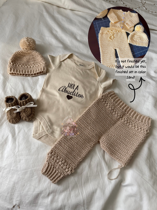 Newborn Baby Crochet Set + Onesie 🤎